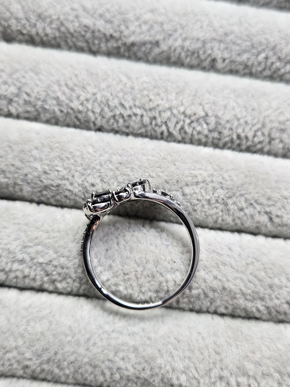 Size 8 Paths Entwined Black Onyx Cubic Zircon Rhodium Plated Bomb Party Ring